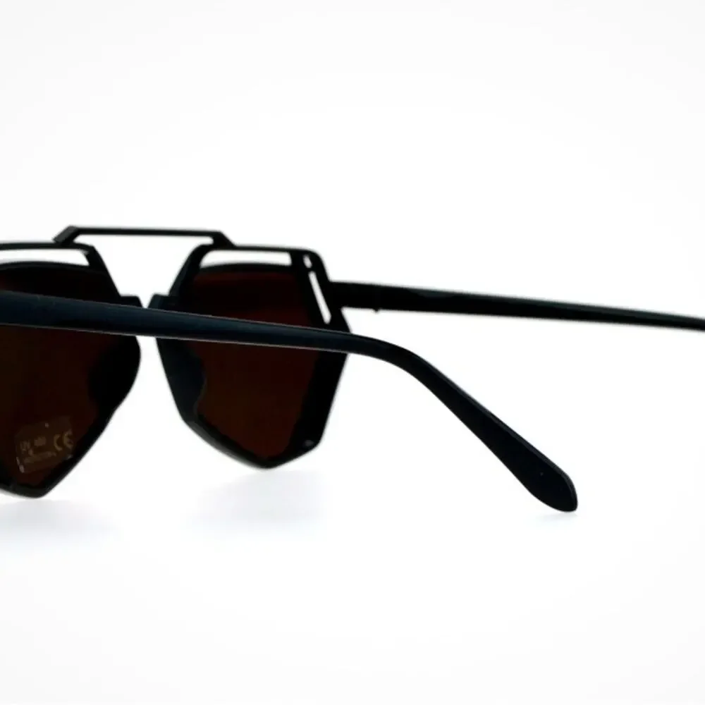 Retro hipster reflective mirror lens Art Deco wire lattice sunglasses